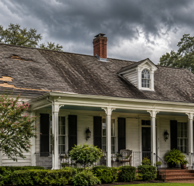 Stormy skies over a Southern home