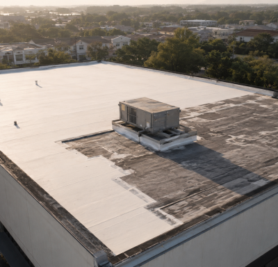 Roof overview of a commercial building